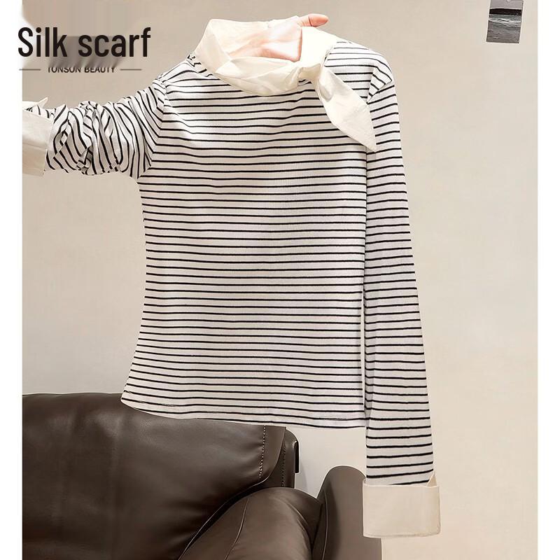 Women s Contrast Stripe Long Sleeve Top L