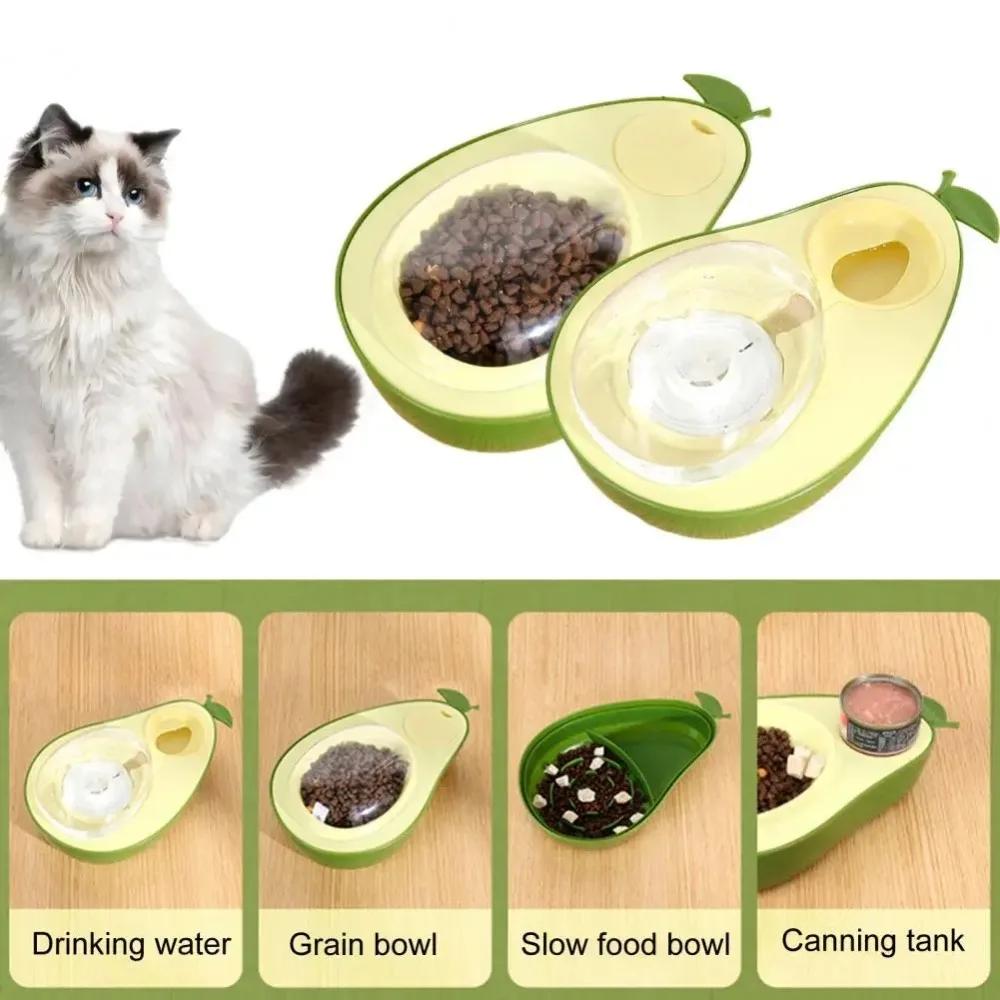 Avocado Feeder and Water Bowl for Cats Dual Bowl Moisture Proof Mouthpiece Multifunctional Pet Automatic Watering Device