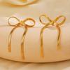New Fashion Gold Color stainless steel Flat Snake Chain Knot Bow Earrings for Women Girls Bowknot Long Tassel Earring
