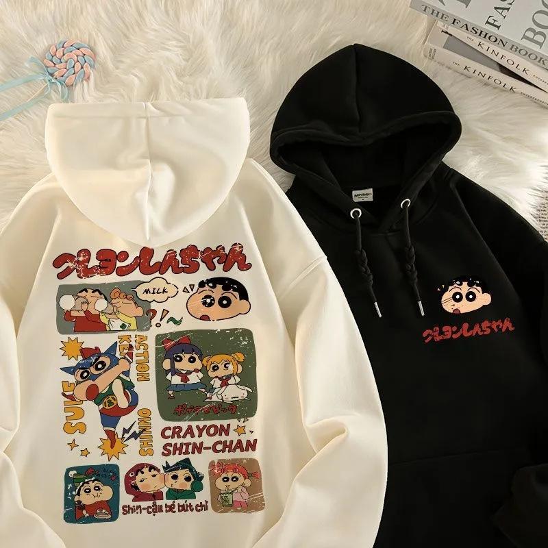 Autumn and winter cartoon crayon small print hooded sweater couple long-sleeved loose casual jacket
