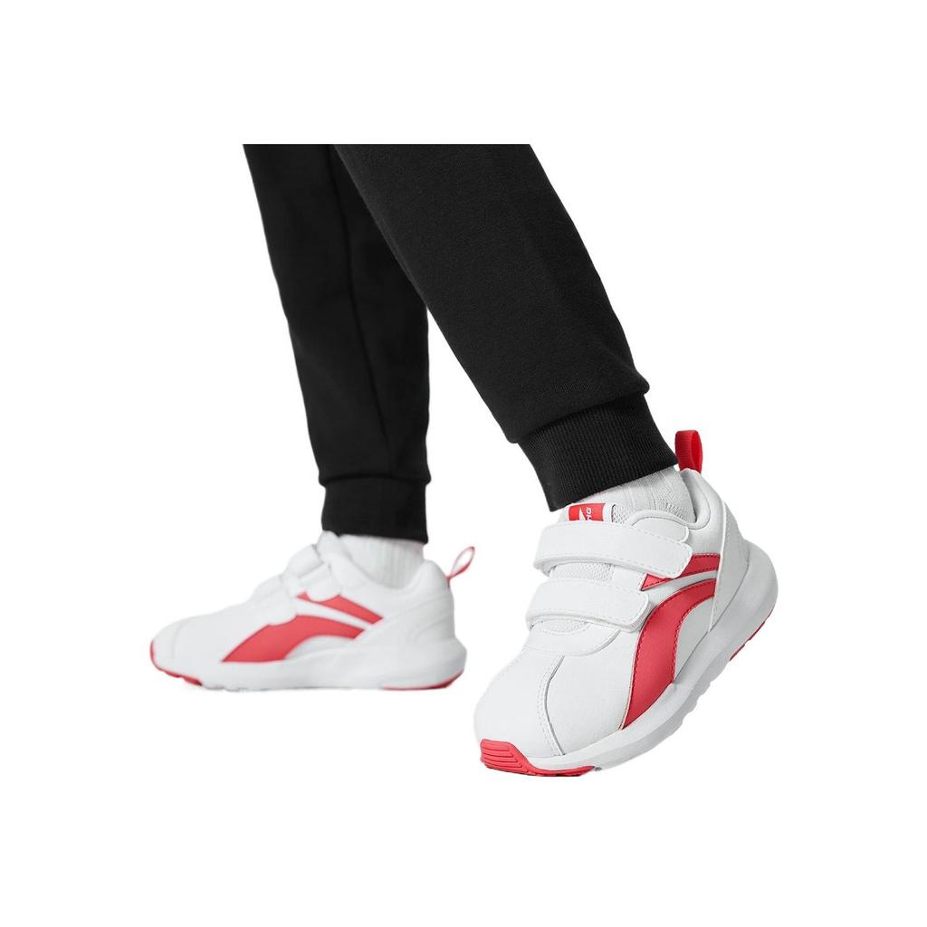 Li Ning Kids Sports Lifestyle Synthetic Leather Comfortable Simple Casual Shoes Kids Sneakers Standard-White Furong-Red YKAP148-6