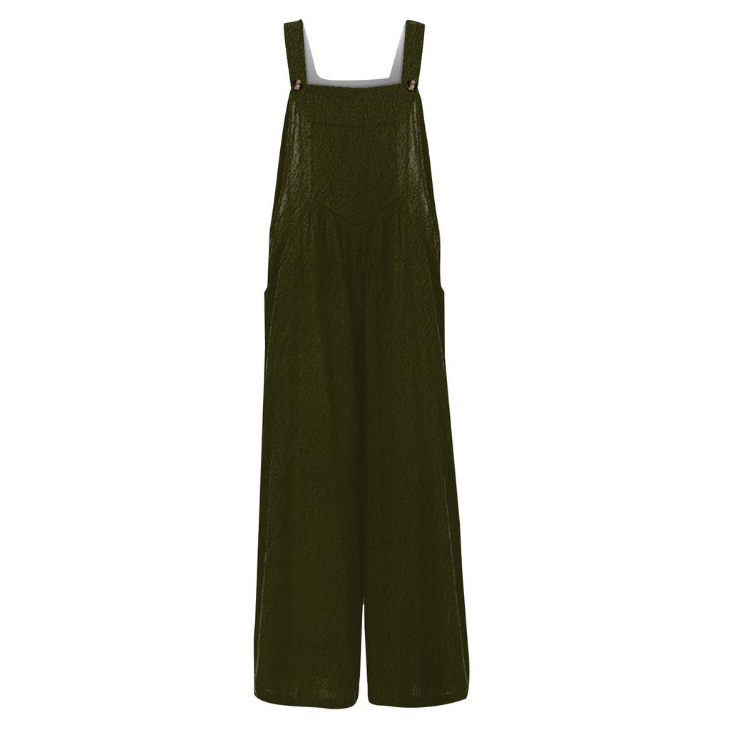Women's Fashion Flannel Color Casual Vintage Sleeveless Button Jumpsuit