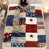 American Flag Patchwork Blanket Single Sided 2D Print Soft Flannel Blanket Bedroom Living Room Patriotic Decor Warm Rustic Gift