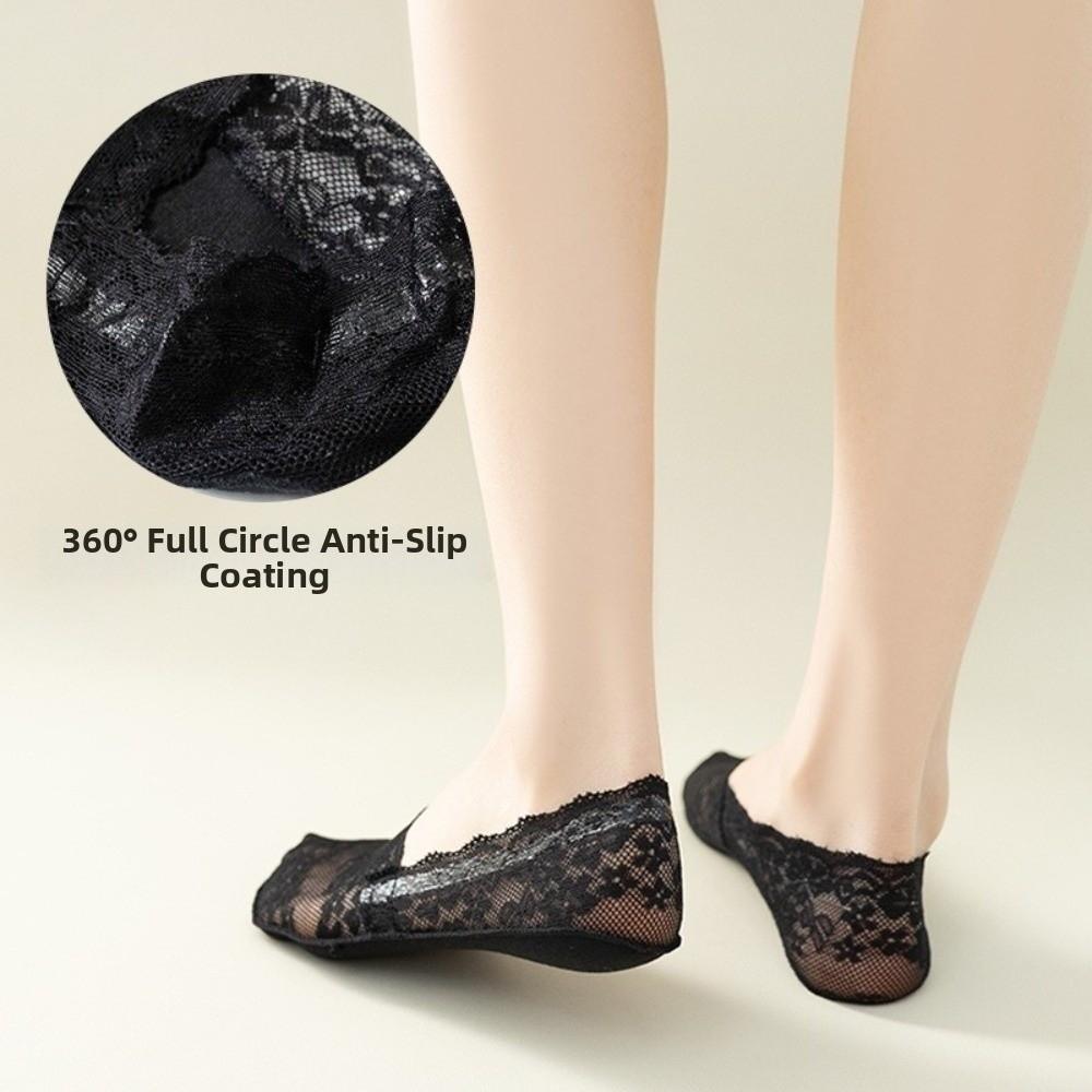 Breathable Fabric Invisible Socks Lace Design Non-Slip Socks Transparent Low Cut Socks  Summer Wear