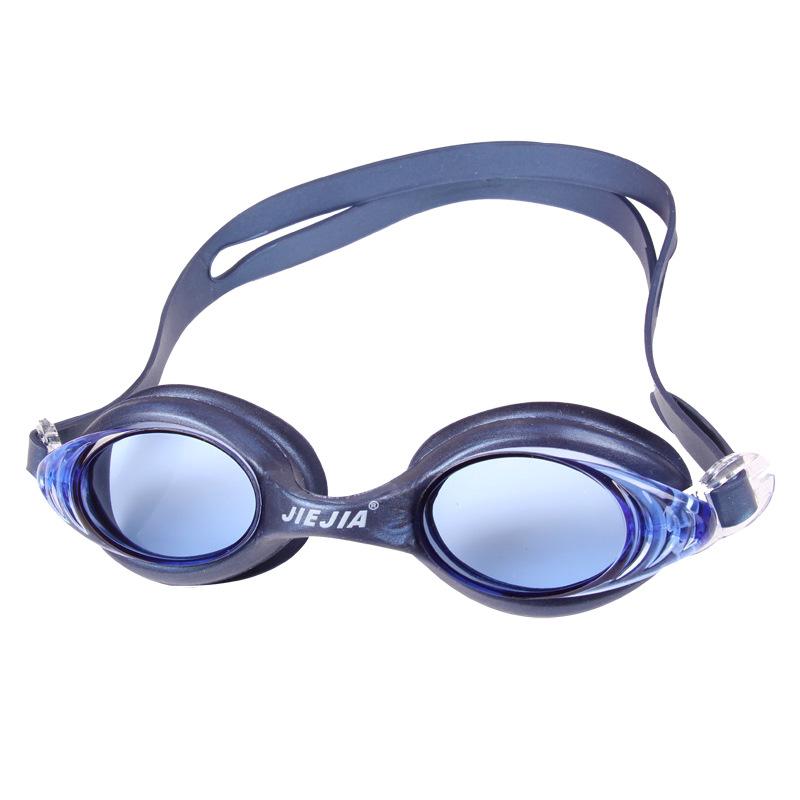 JieJia swimming goggles J48New silicone integrated swimming goggles, anti-fog, high-definition, flat-lens swimming goggles equipment Pearl Blue