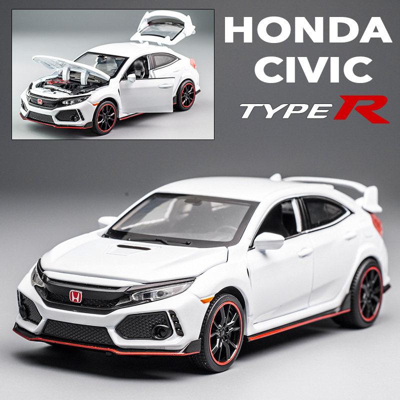 1/32 HONDA CIVIC TYPE-R Diecasts & Toy Vehicles Metal Car Model Sound Light Collection Car Toys for Children Christmas Gift