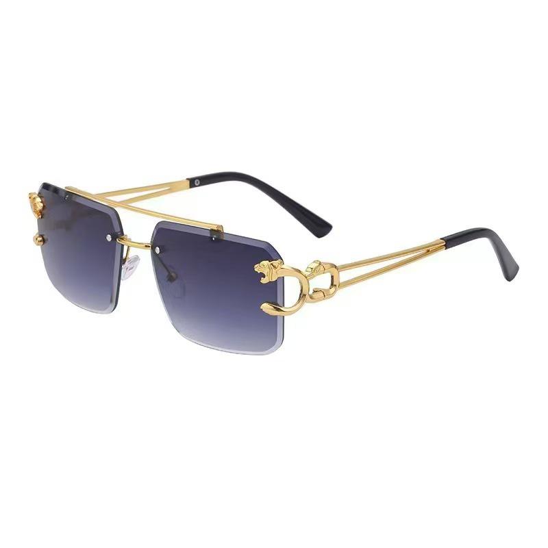 Unisex Square Frame Leopard Head Sunglasses, UV Protection, Trendy and High-End Feel