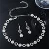 Premium Luxury Super Flash Rhinestone Necklace Earrings Set Chain Bridal Jewelry Two-piece Wedding Accessories