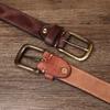 Men's Belt First Layer Cowhide Thickened Copper Buckle Vegetable Tanned Leather Washed Retro Belt