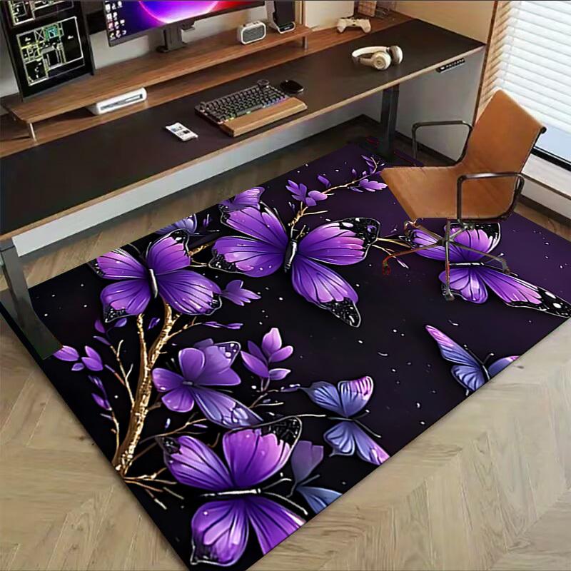 1PC Butterfly Flowers Carpet Ultra Soft, Thick & Absorbent, Non Slip Machine Washable Mat for Entryway