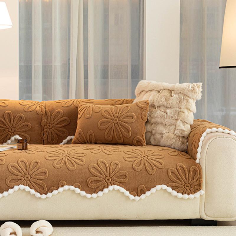 Simple Thicken Irregular Solid Color Sofa Mat for Living Room Comfortable Anti Cat Scratch Wear-resistant Furniture Protector
