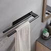 Wall-Mounted No Drilling Towel Rack Stainless Steel Self Adhesive Single Bar Double Bar Bath Towel Pole Bathroom Storage Shelf