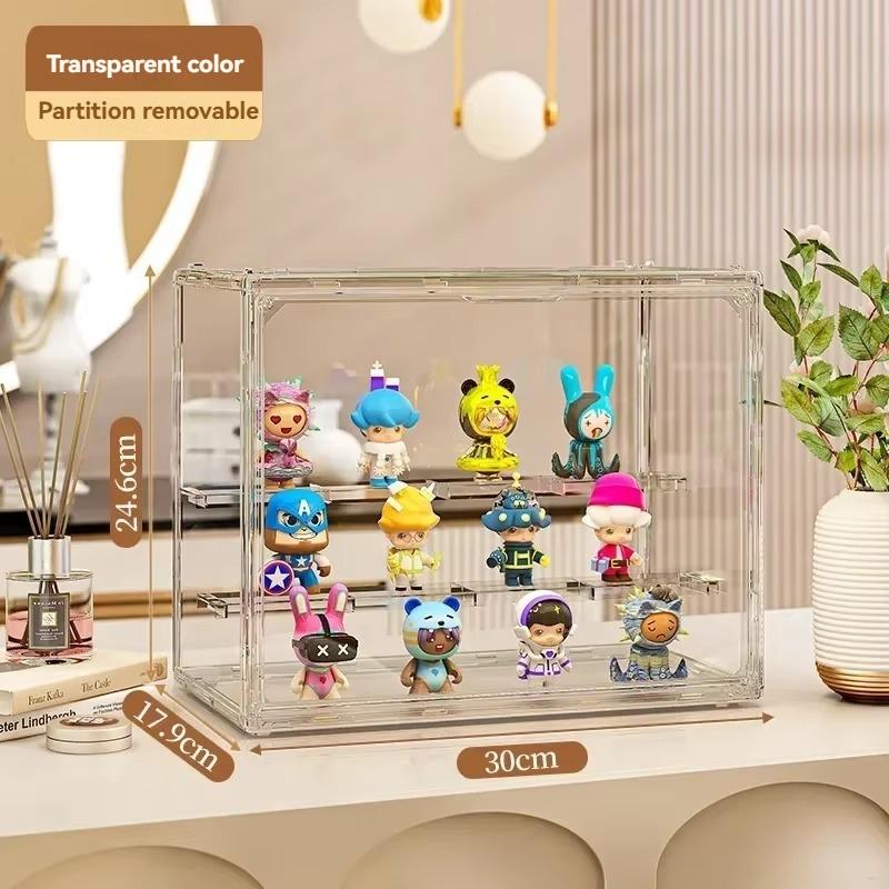 New Acrylic Display Stand Storage Box For Figurines Bubble Mat Transparent Showcase For Collectible Toys And Jewelry Accessories