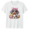 Cute Puppy Wearing Heart Glasses Womens T-Shirt Spring Holiday Easter Gift Her