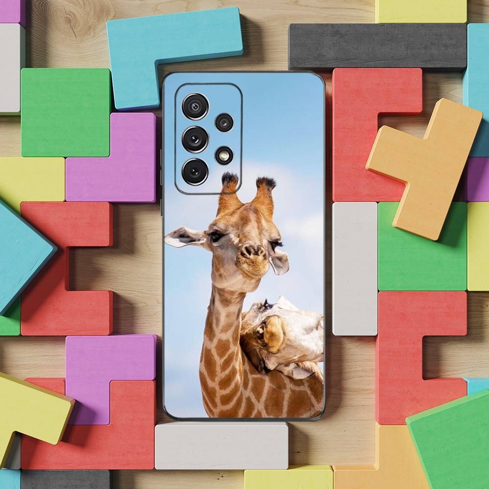 Animal Giraffe Cute Case For Samsung S22,S21,S9,S25,S24,S23,Ultra,FE,S20,S10,Plus,Lite,Soft Silicone Black