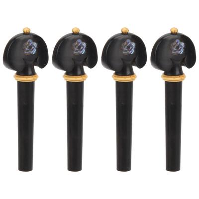 4Pcs Violin Tuning Peg HandCarved Flower Ebony Wood Musical Instruments Accessories(Coquille D Ormeau )