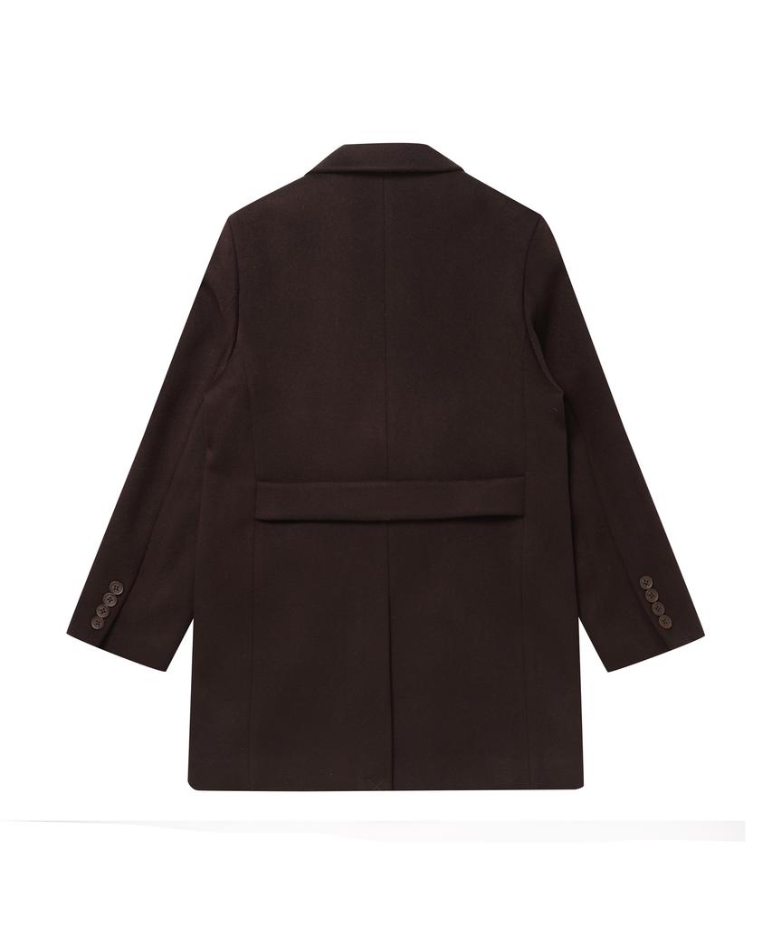 Solew Wool Double Half Coat_Dark Brown