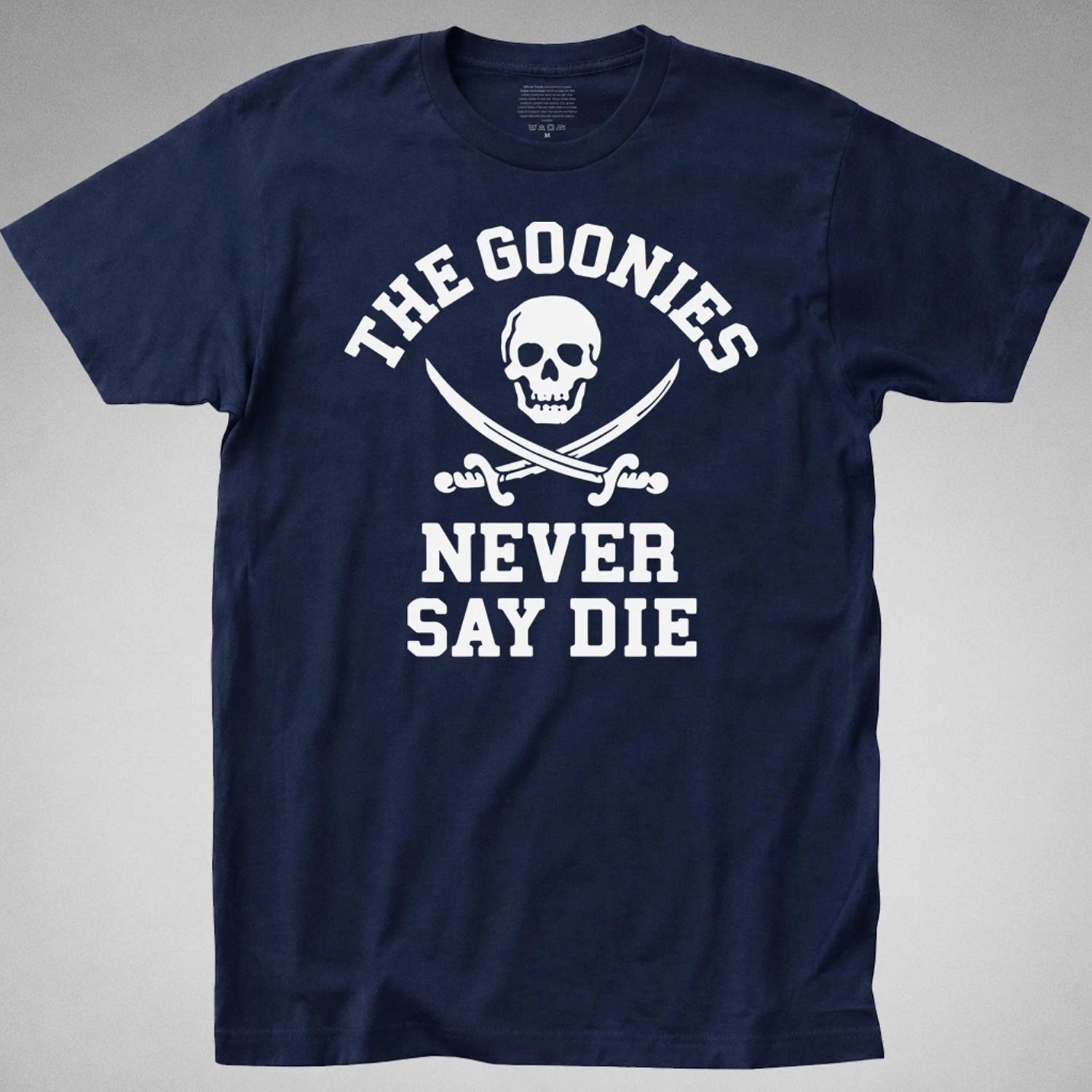 GOONIES Never Say Die T-SHIRT Funny 80s Retro Movie sloth one eyed pirate skull S