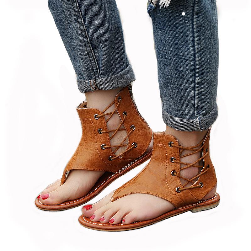 In Stock Summer 2021 New Arrivals Herringbone Sandals European & American Plus Size Flats