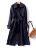 Women's Long Trench Coat Autumn Spring Korean Style Petite British Style Over Knee Dress Coat Jacket