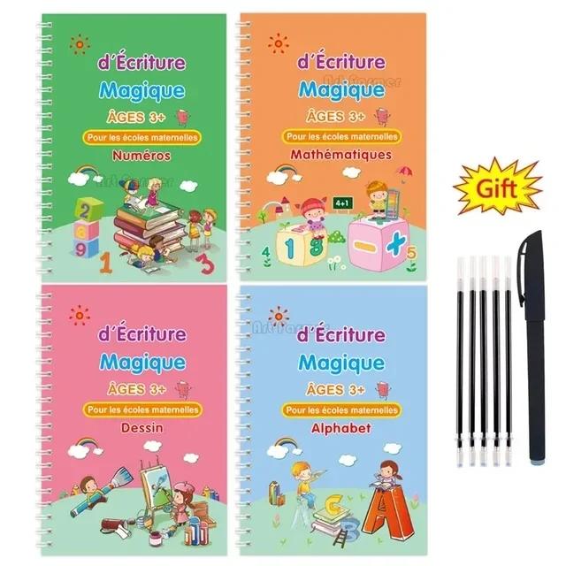 4 יחידות מחברת תרגול קסם פורטוגזית עם עט לגני ילדים ילדים מחברת קליגרפיה ילדים רב פעמית ספר כתיבה גיל 3-8