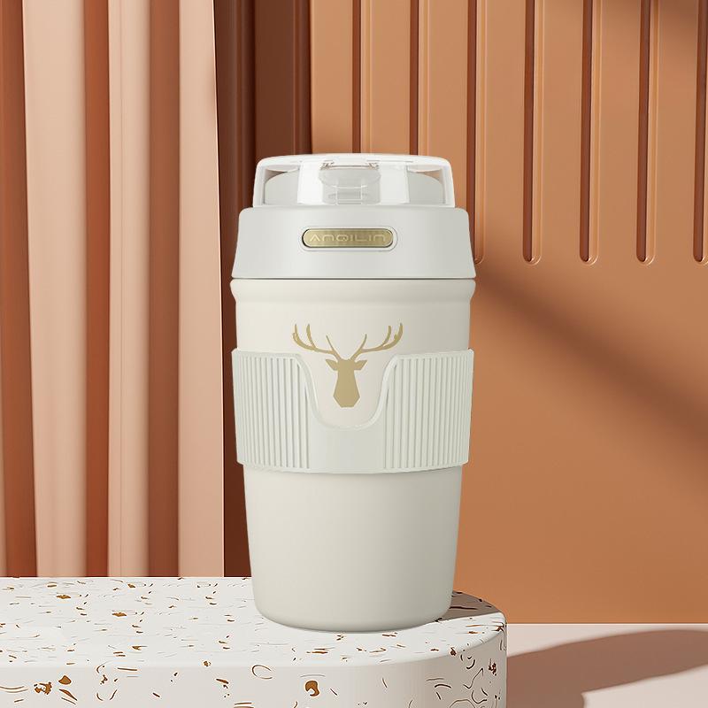1PC Stainless Steel Coffee Cup Accompanying Cup Girls Thermos Cup High Value Straw Student Thermos Cup