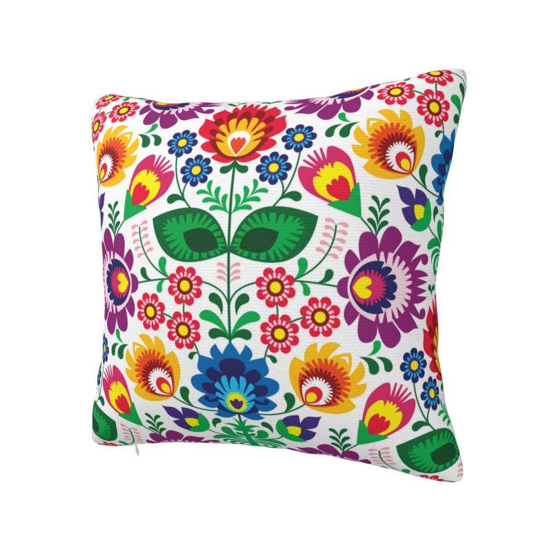 Colourful Flowers Polish Floral Pattern Cushion Cover 40x40 Cm Velvet Polyester Throw Pillow Case For Sofa Home Decor Pillowcase