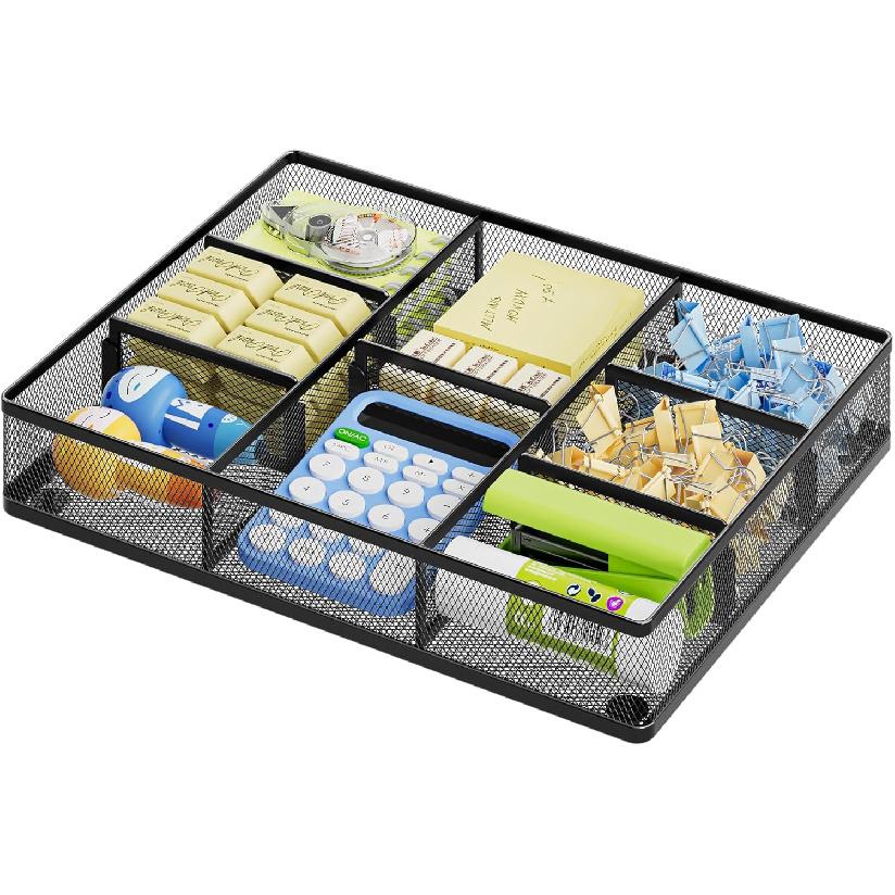 Marbrasse Органайзер для ящиков стола, Металлическая сетчатая лоток-органайзер для ящиков с 5 регулируемыми отделениями, Органайзеры и аксессуары для стола