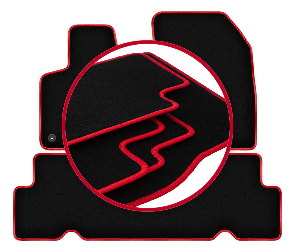 Velours-Fußmatten mit rotem Rand für: Citroen C4 Grand Spacetourer 5-Sitzer (2013–2021)