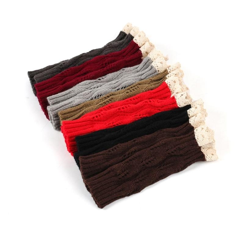 Lace Arm Sleeves Slouchy Y2K Warm Knit Gloves for Women Girl Casual Hand Warmers