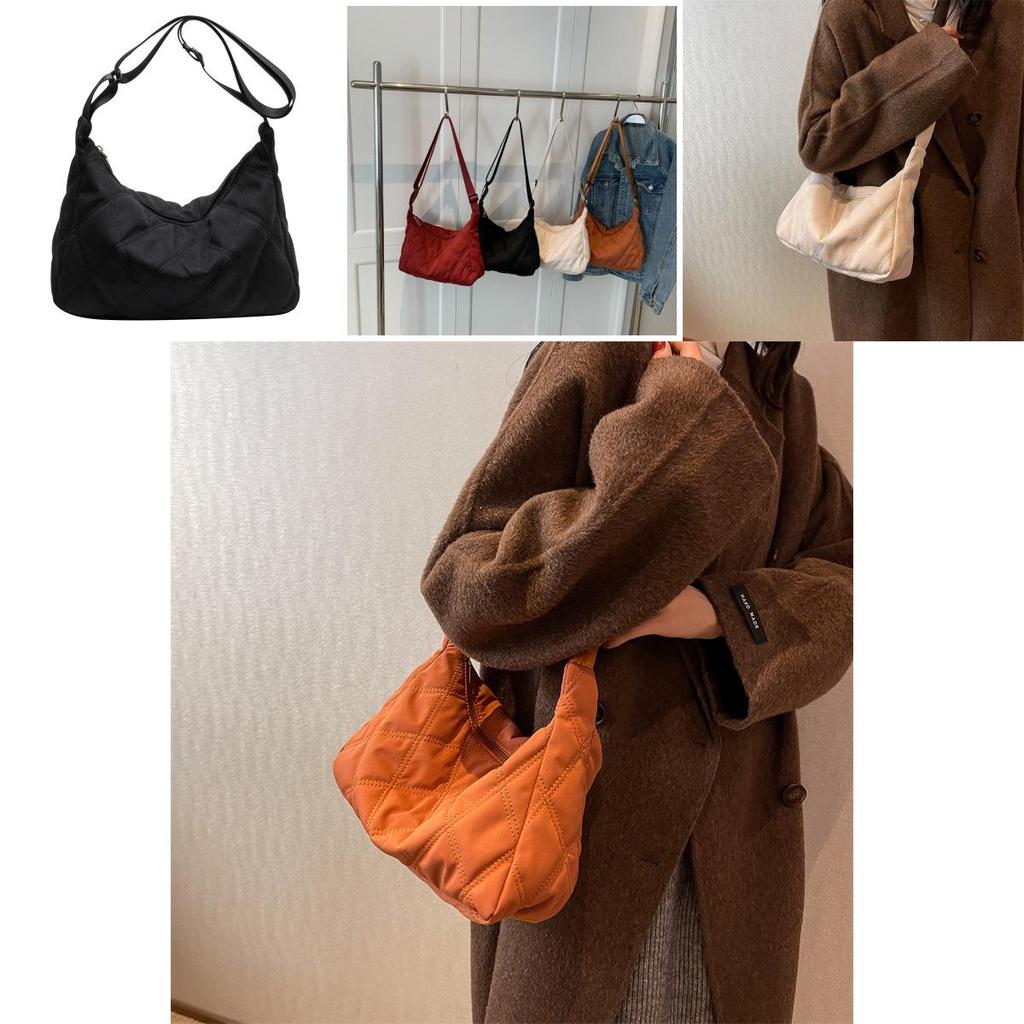 Stylish Urban Minimalist Canvas Shoulder Bag For Women Fall Winter 2023 Trendy Quilted Box Bag