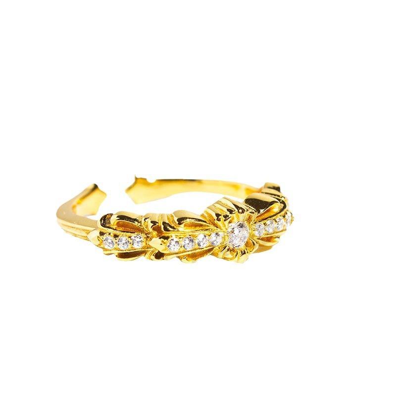 2026 Trend Diamond-set Narrow Opening Cross Flower Ring, The Same Ring for Men and Women, Jewelry Accessories