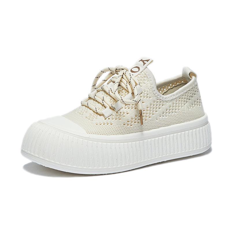 Canvas shoes women's 2025 new summer mesh breathable thin net shoes muffin thick-soled casual versatile little white board shoes