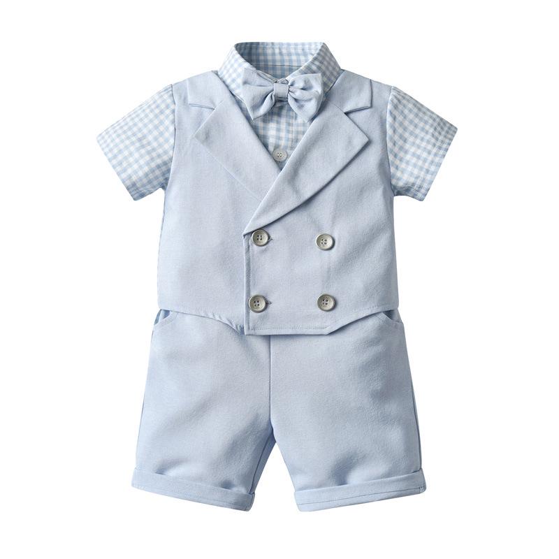 Completo estivo due pezzi per bambini piccoli stile britannico: Manica corta