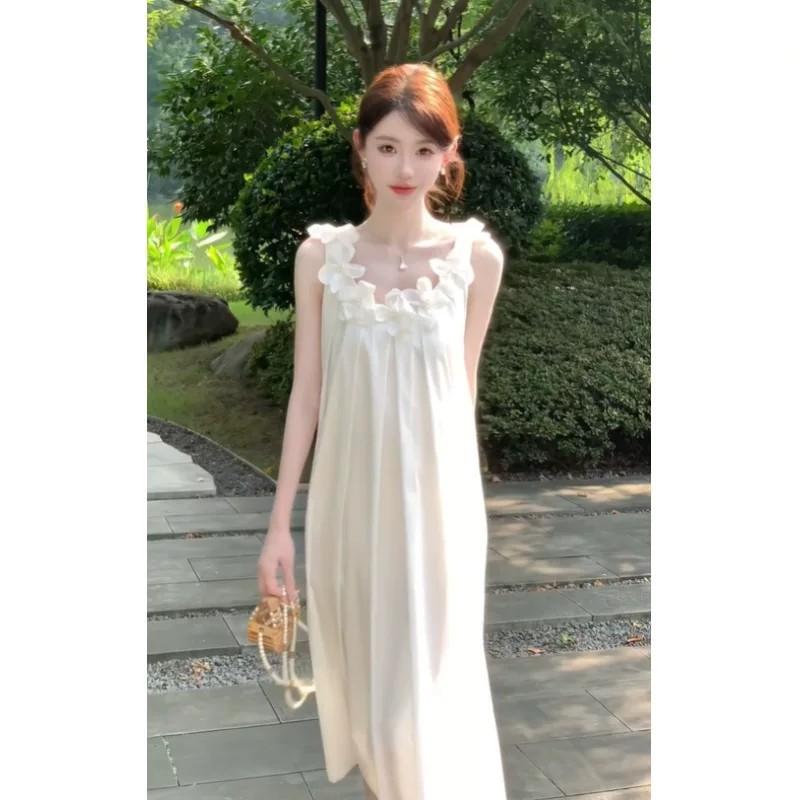 French super beautiful flower suspender dress small man gentle wind sweet fairy long dress 2026 summer
