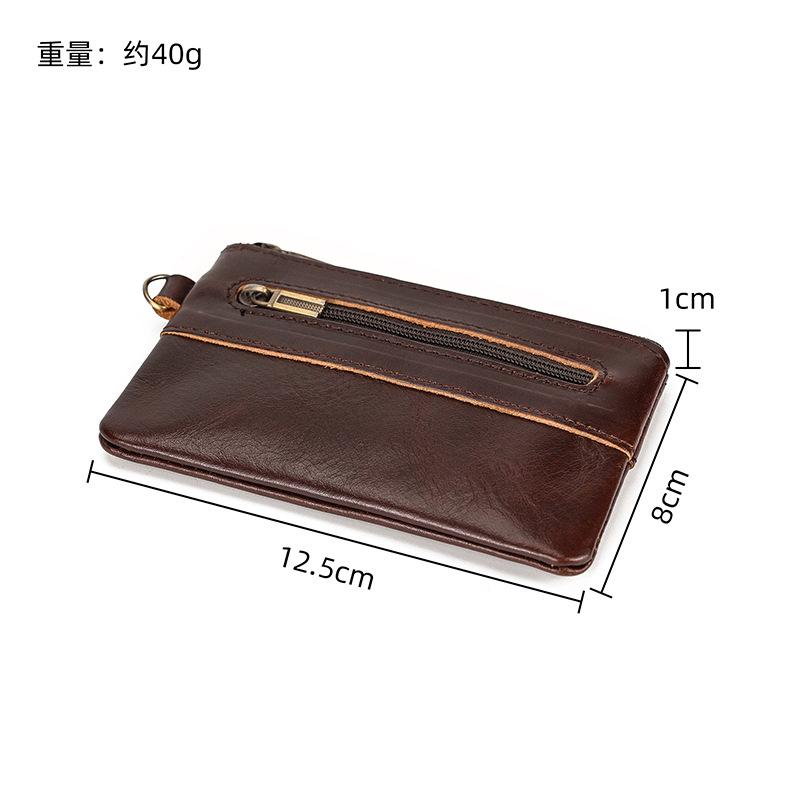High-End Leather Change Bag, Small Card Bag, Genuine Leather Men'S And Women'S Casual Small Wallet, First Layer Cowhide Broken Silver Bag.