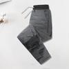 Winter Men Pants Thick Padded Drawstring Elastic Waist Ankle-banded Smooth Surface Solid Color Warm Sport Travel Work Trousers