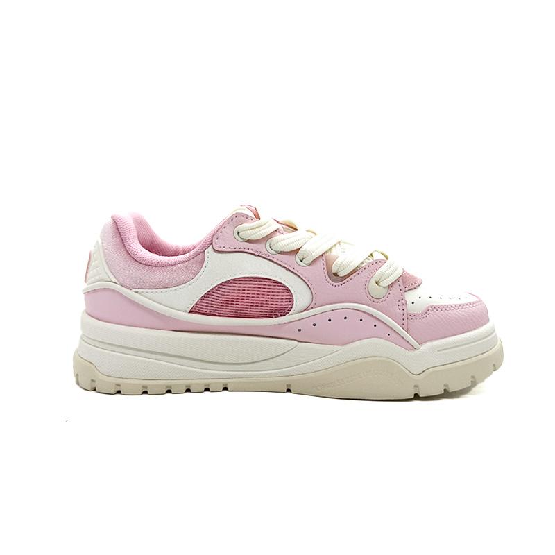 Li Ning 001 BTC 3 Slip Resistant Height Increasing Low top Skateboard Shoes Women's Pink White AGCV280-1