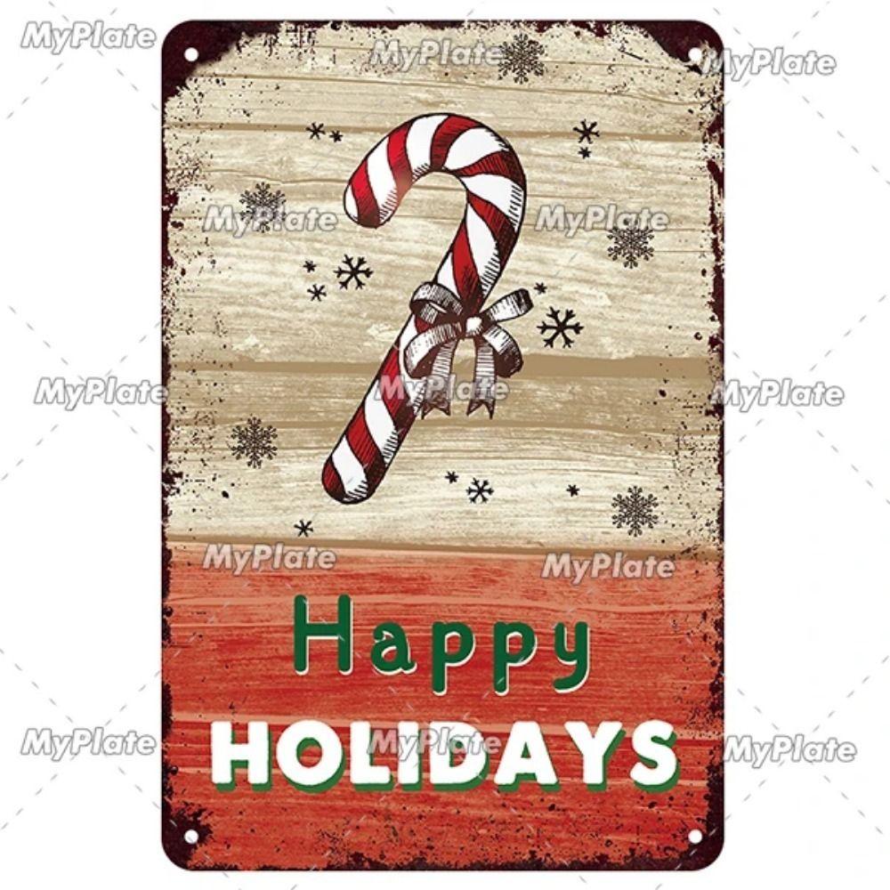 Vintage Christmas Metal Tin Sign Home Festive Wall Decor