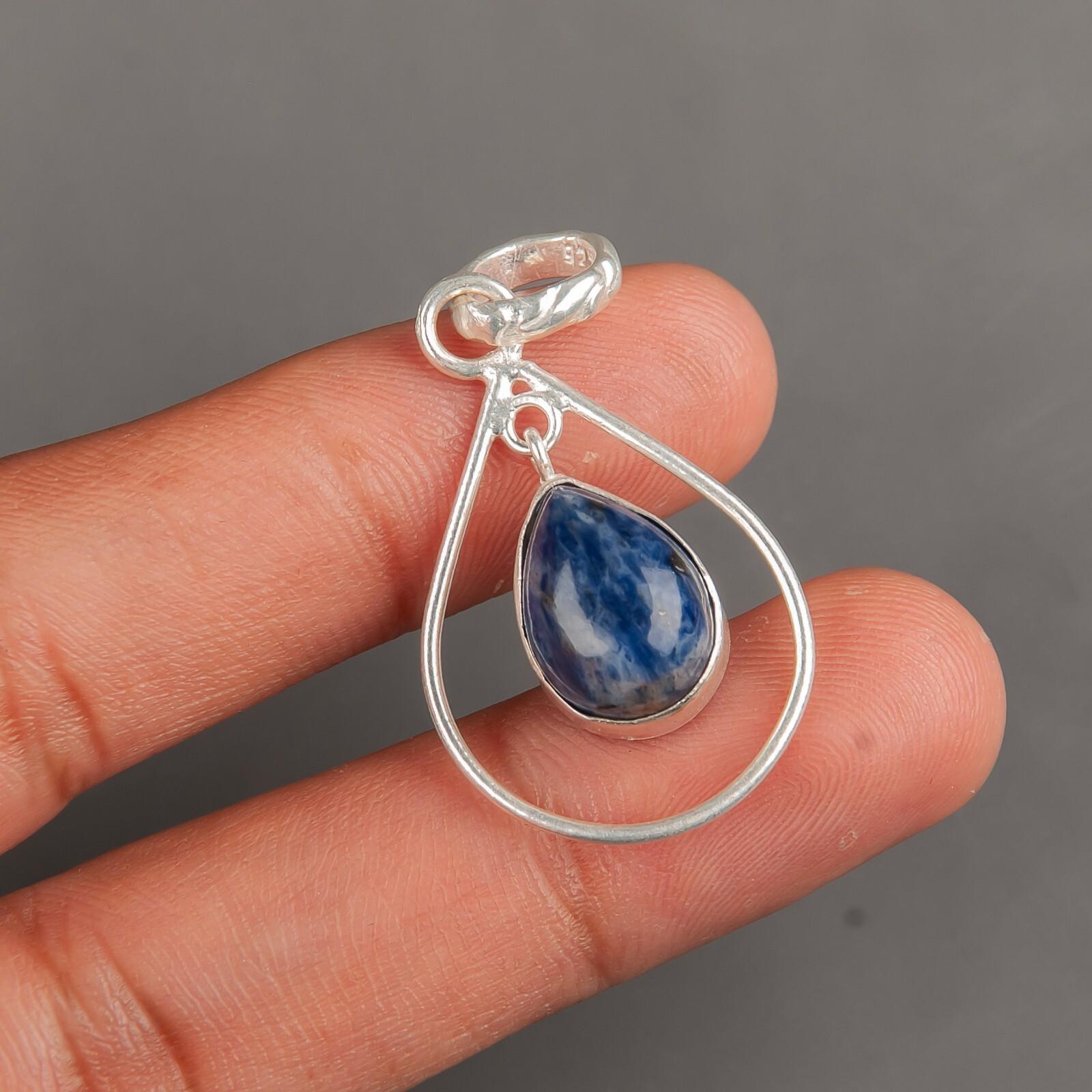 

Natural Sodalite Gemstone 925 Sterling Silver Jewelry Handcrafted Pendant 1.60 PP-3-28