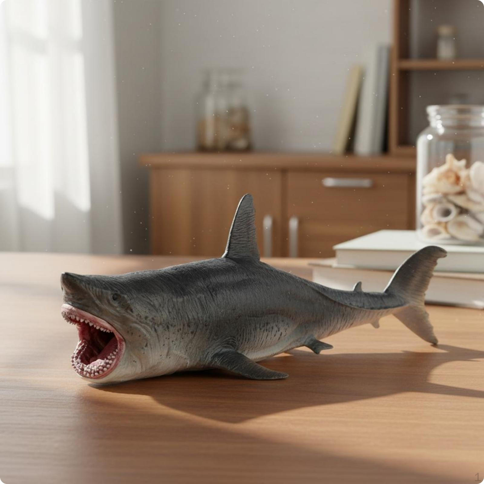Megalodon Shark Model Hollow Open Mouth Figurine Hard PVC