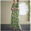 2025 Summer Floral Vacation Style Travel V-Neck Vintage Long Flesh Covering Dresses