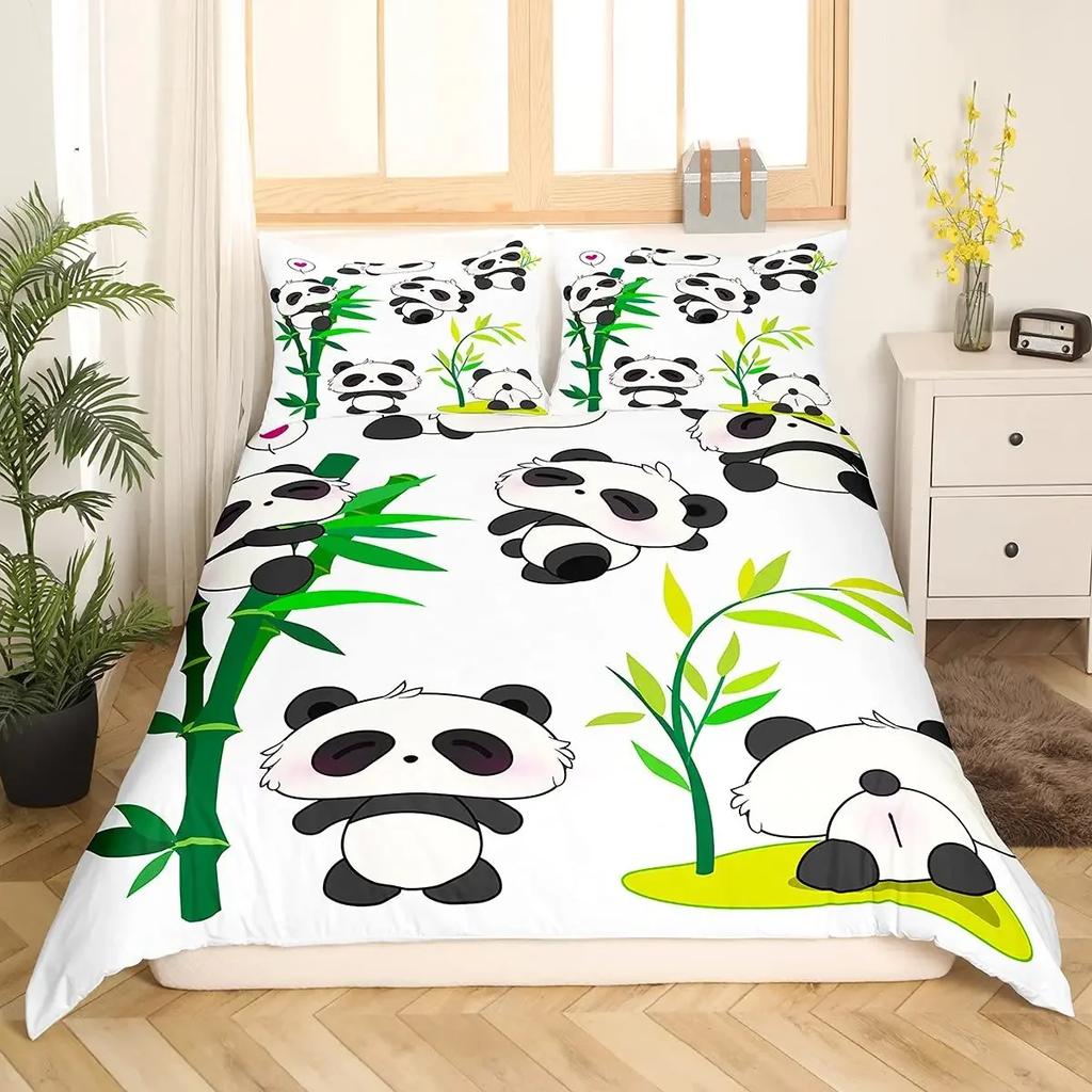 Animal Panda King Full Bedidng Set Kids Romantic Bedding Set Cartoon Animal Duvet Cover Bicycle Balloon Dragonfly Quilt Cover
