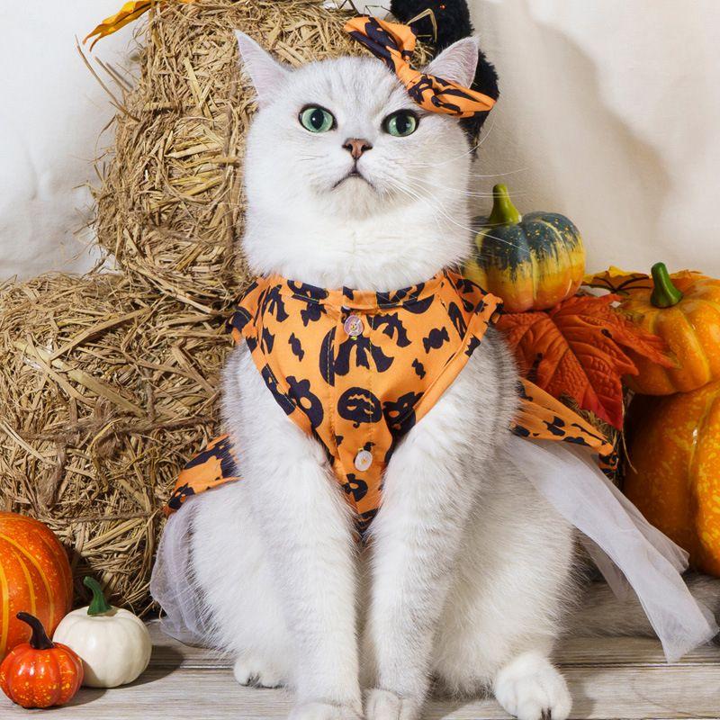 Halloween Pet Dog Dress For Small Medium Dogs Cosplay Costume Pet Dresses Fashion Bow Cat Princess Skirt Chiahuahua Dog Clothes