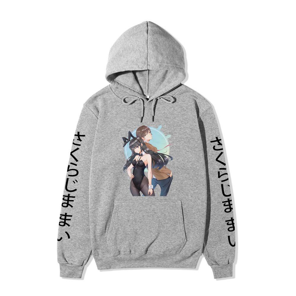 Rascal Does Not Dream of Bunny Girl Senpai Mai Sakurajima Unisex Fleece Hoodie Vertical Japanese Text Sleeve Anime Print Long Sleeve Sweatshirt