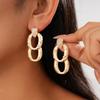 Zircon Geometric Oval Pleated Silver Needle Earrings Temperament Earrings