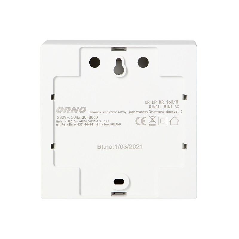 Electronic Bell Single Tone 230V White Ringil Mini - On-160/W