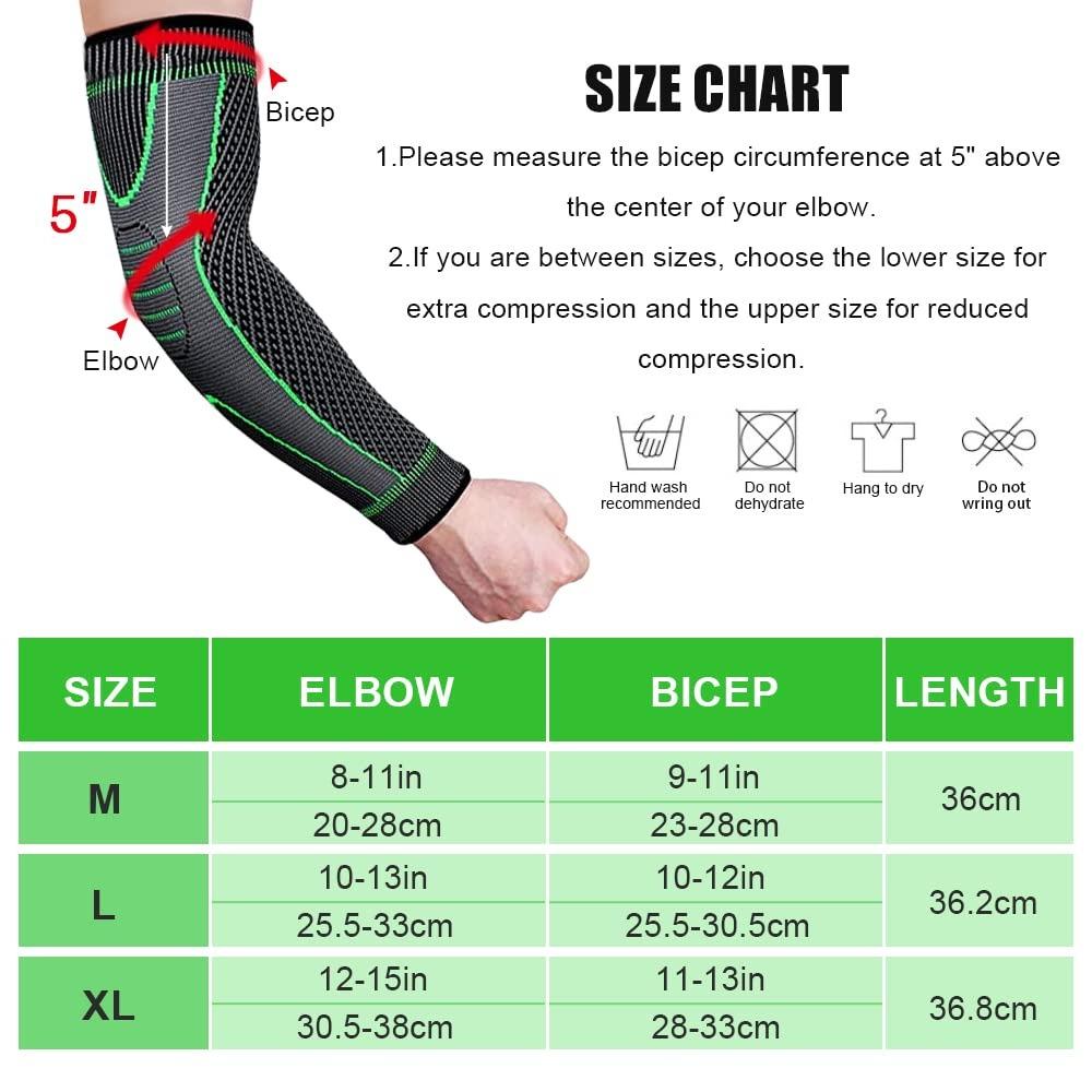 2Pcs Compression Sleeve for Tendonitis -Sports Arm Protection - Elbow Support for Men/Women for Tennis Elbow, Bodybuilding