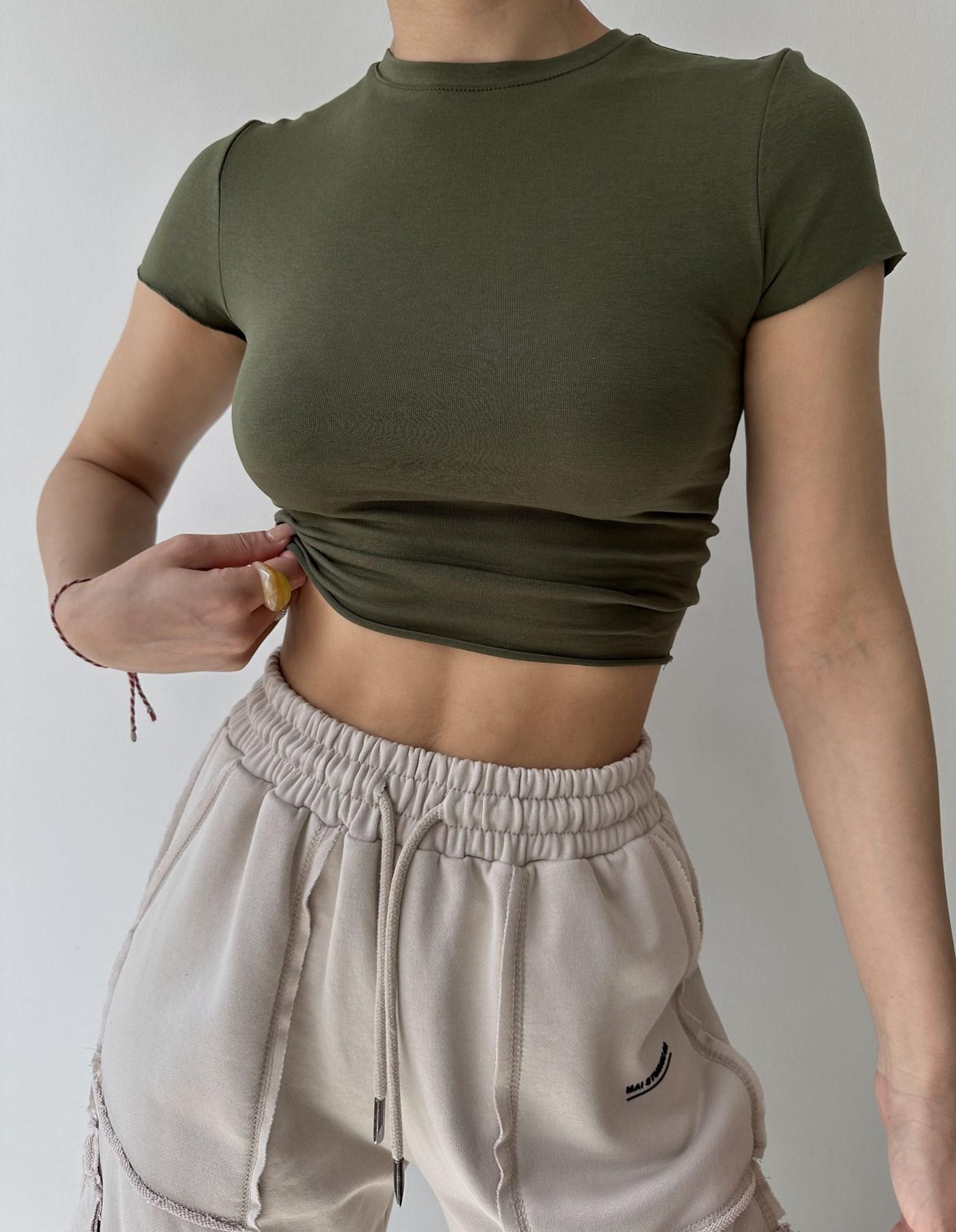 

Mai Collection Toppin Khaki Combed Cotton Crop