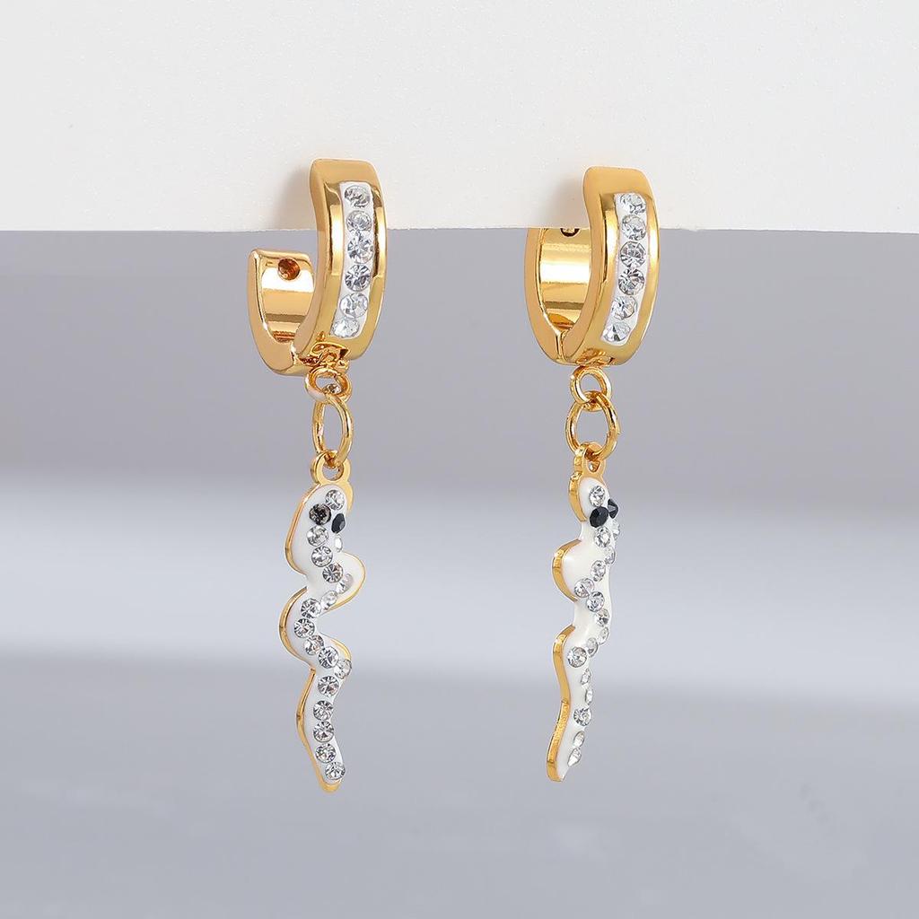 Elegant 18K Gold-Plated Stainless Steel Rhinestone Earrings for Women - Non-Fading Vintage Light Luxury Jewelry